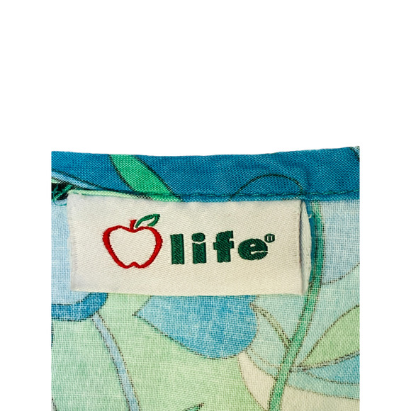 LIFE Scrub Top Womens Small Blue Green Floral Print Medical Uniform Vet Nurse - Picture 3 of 3